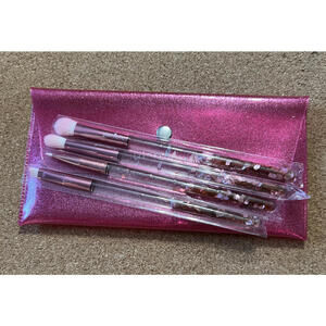 Glamierre Pink Luxe Glitter 4 Piece Eyeshadow Brush Set with Case #A3